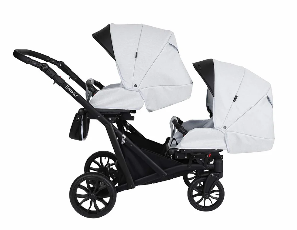 KUNERT BOOSTER 3in1 2in1 Kinderwagen Komplettset Zwillingskinderwagen Babywagen Kombikinderwagen Komplettset Geschwisterwagen Kinder Wagen set Zwillingsbuggy Doppelkinderwagen (Grau, 3 in 1 Cosmo)