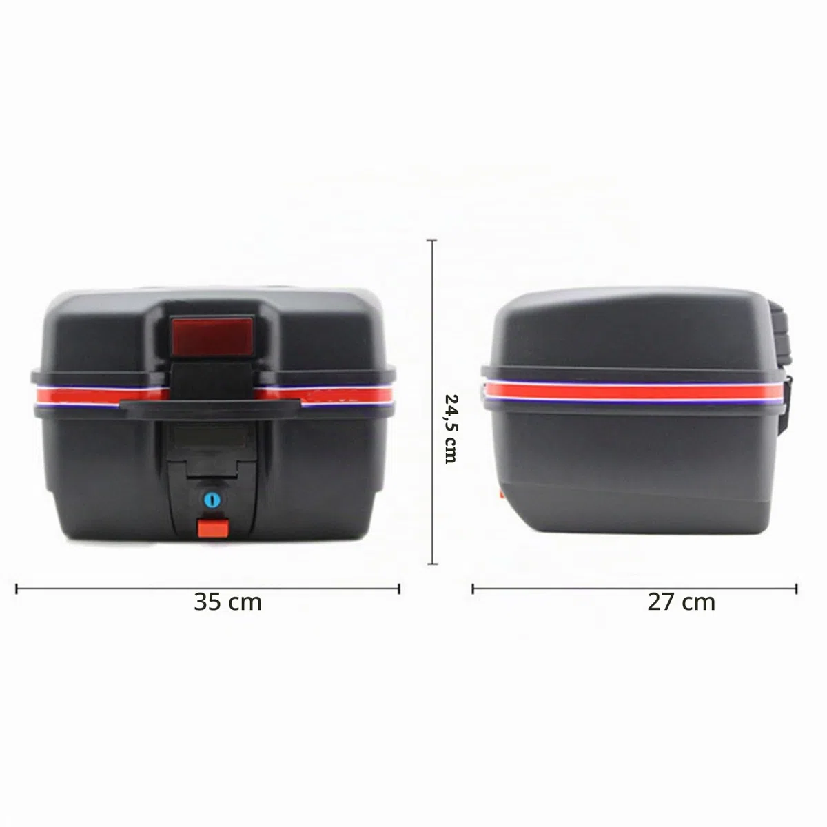 Motorrad Heckkoffer, 35x24,5x27cm Schwarz Wasserdichter Motorrad Heckkoffer Aufbewahrungsträger für Elektrofahrzeug Roller