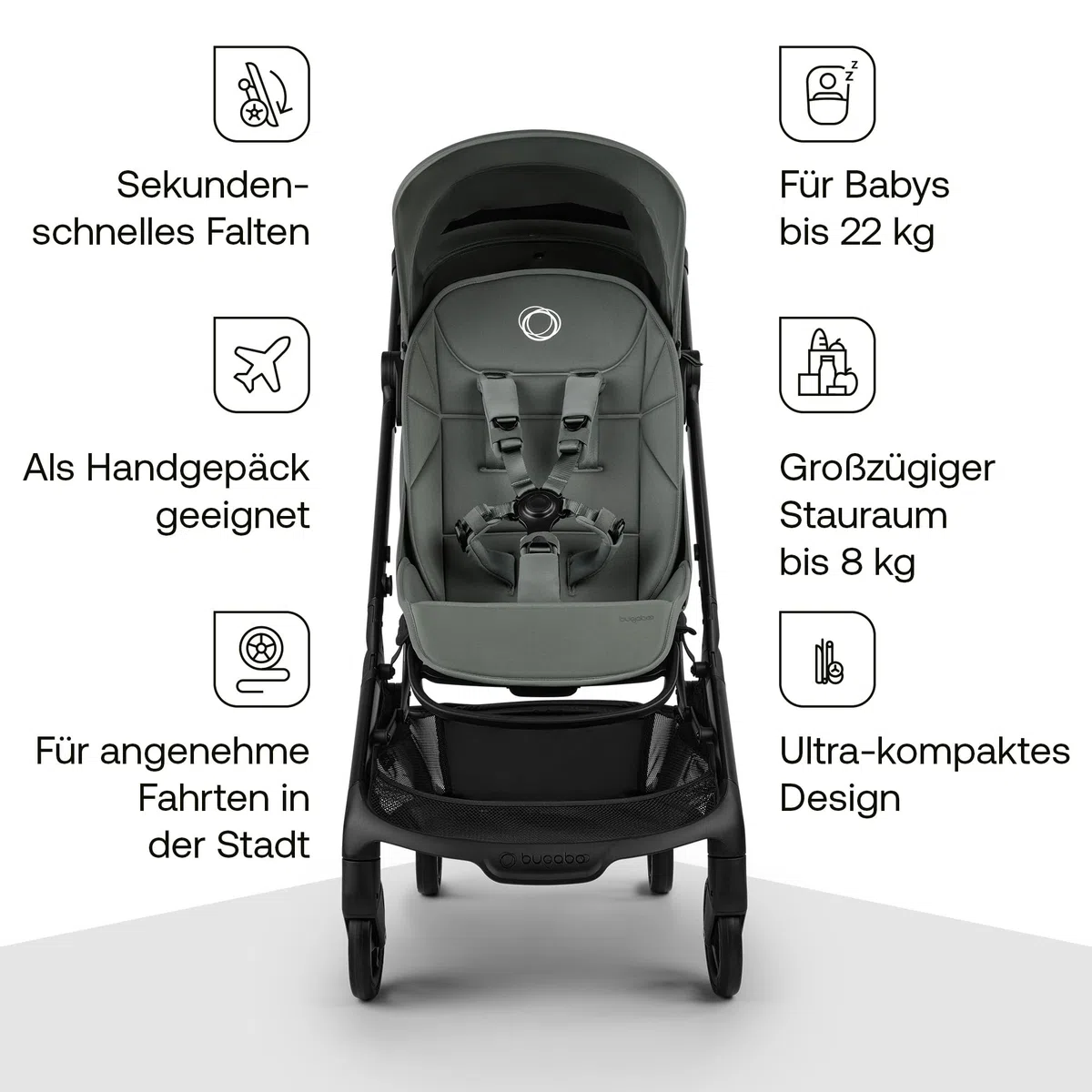 Bugaboo Butterfly 2 Reisebuggy faltbarer Reise-Kinderwagen Handgepäckgröße Liegefunktion Forest Green