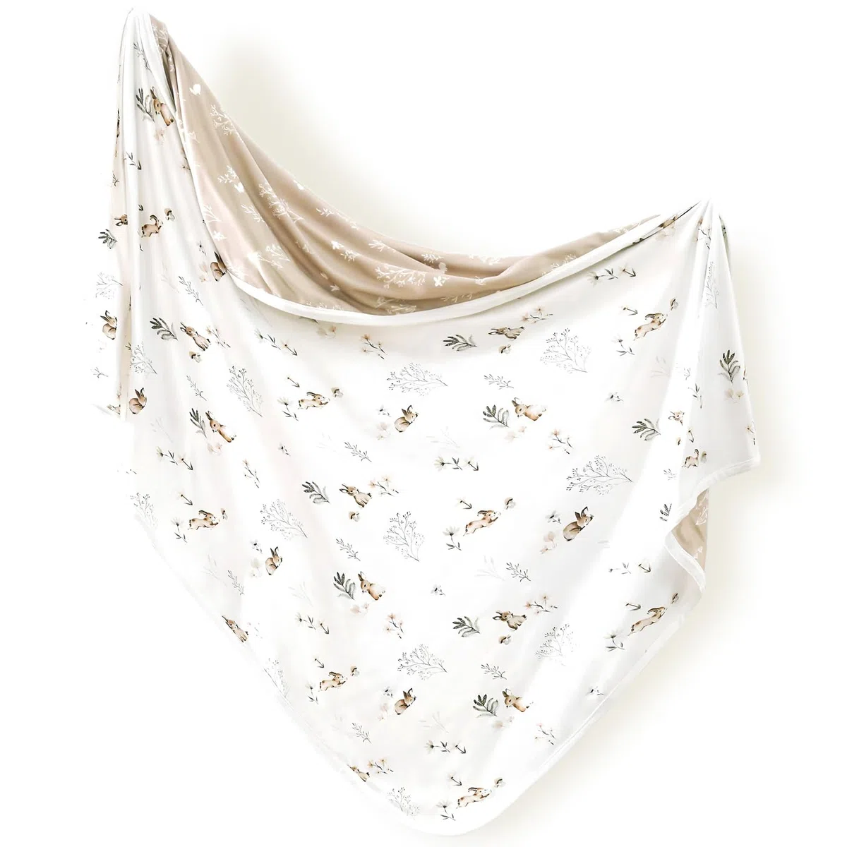 GRSSDER Superweiche und dehnbare Babydecken für Mädchen und Jungen, wendbar, doppellagig, 86,4 x 111,8 cm, extra groß zum Einwickeln, niedliches Kaninchen