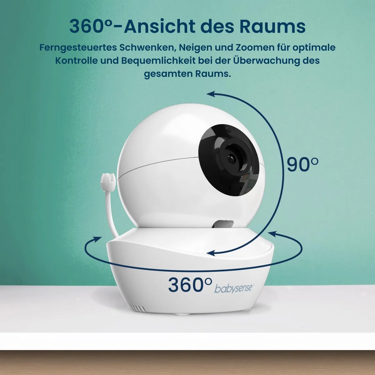 Babysense Video Babyphone HD 5 Zoll 2 Kameras ohne WLAN 300m Reichweite Zwei-Wege-Audio 4-facher Zoom 4000mAh Akku