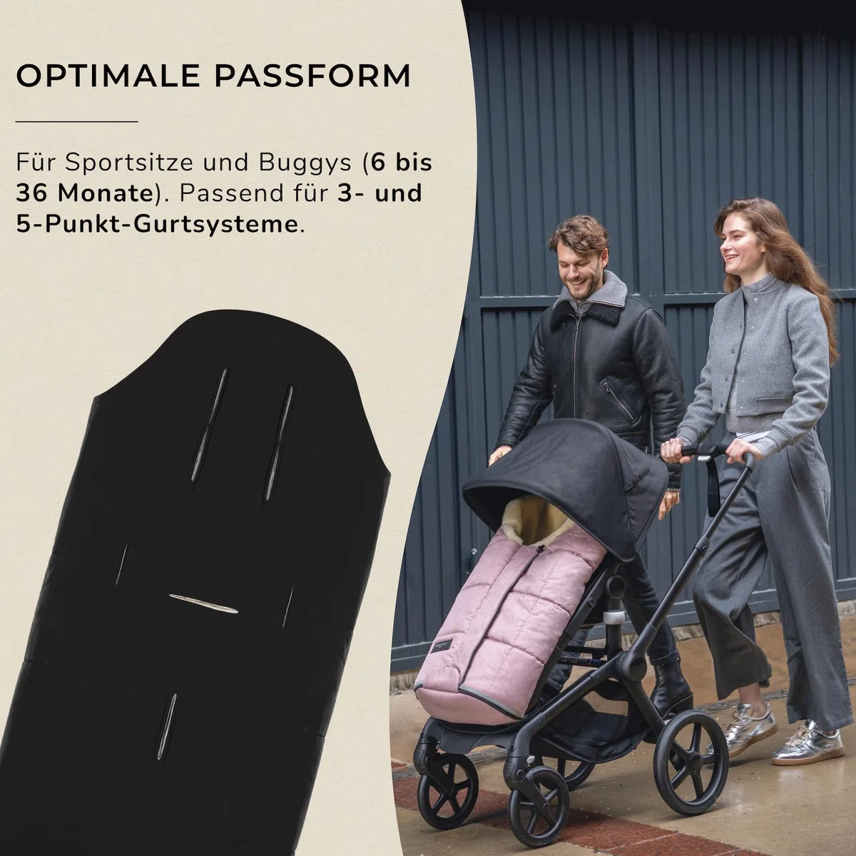 Werner Christ Baby, Lammfell Kinderwagen-Fußsack TULAVARIO – Buggy Lammfellfußsack (Kinder ab 6 - bis 36 Monate) aus medizinischem Fell, in Black (schwarz)