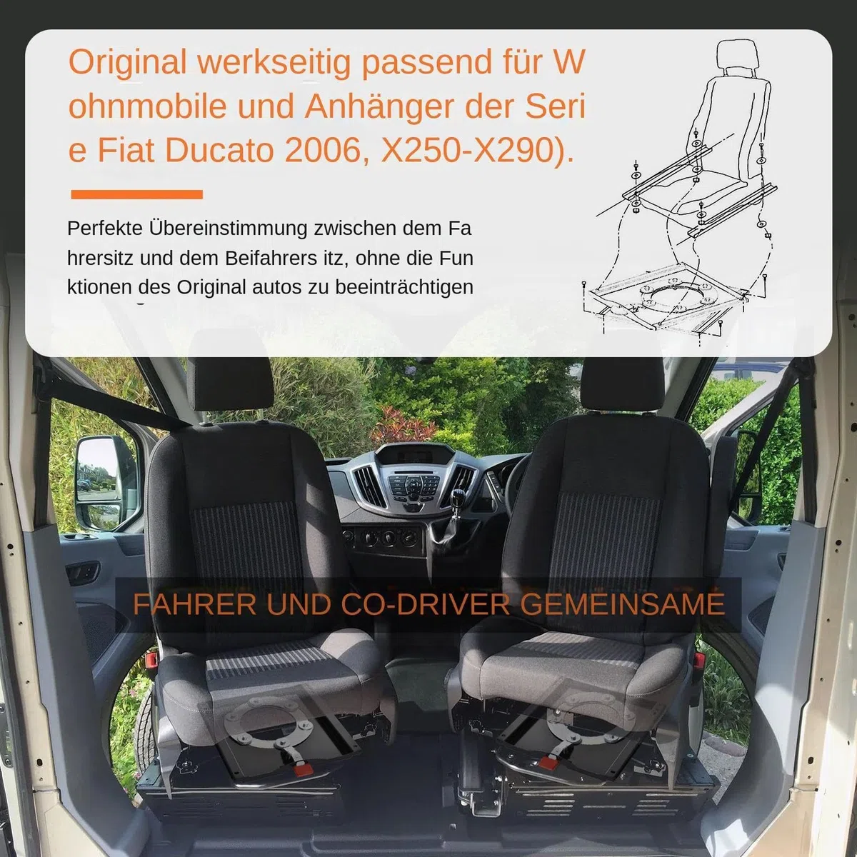 RV Drehsitz Basis | Schwerlastige 360-Grad Auto Drehsockel Basis | 200 kg Tragfähigkeit Autositzschwenker für T5 Fahrer- oder Beifahrersitz, Nutzfahrzeuge, Wohnmobil