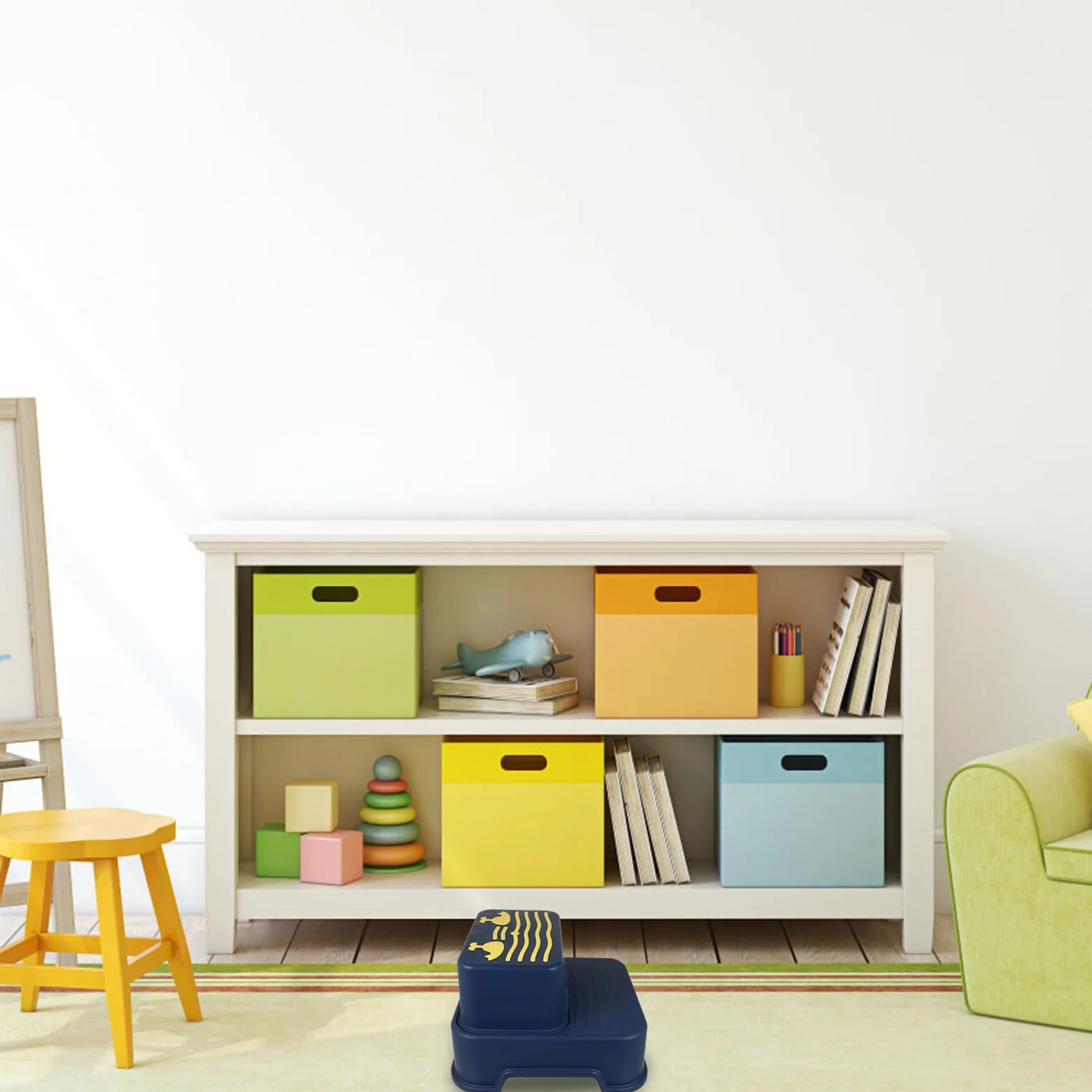 TOYANDONA Kindertritthocker 2 stufig Rutschfester Kunststoff Trittschemel für Badezimmer und Küche Multifunktionaler Kleinkind Hocker für Waschbecken und Toilettentraining