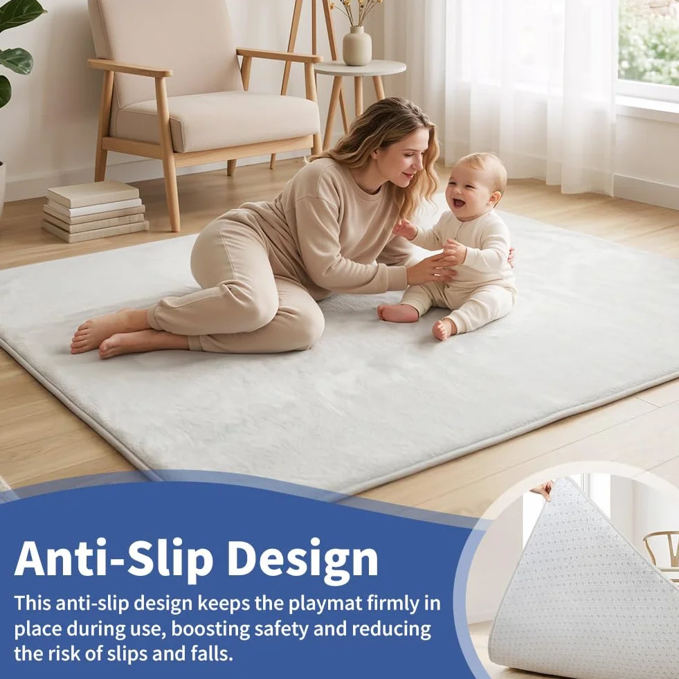 Vicloon Krabbelmatte Baby spielmatte 120x120 cm, 3cm Dick Kinderteppich Krabbeldecke Groß, Spielteppich Weich rutschfest,Teppich für Kinderzimmer, Schlafzimmern