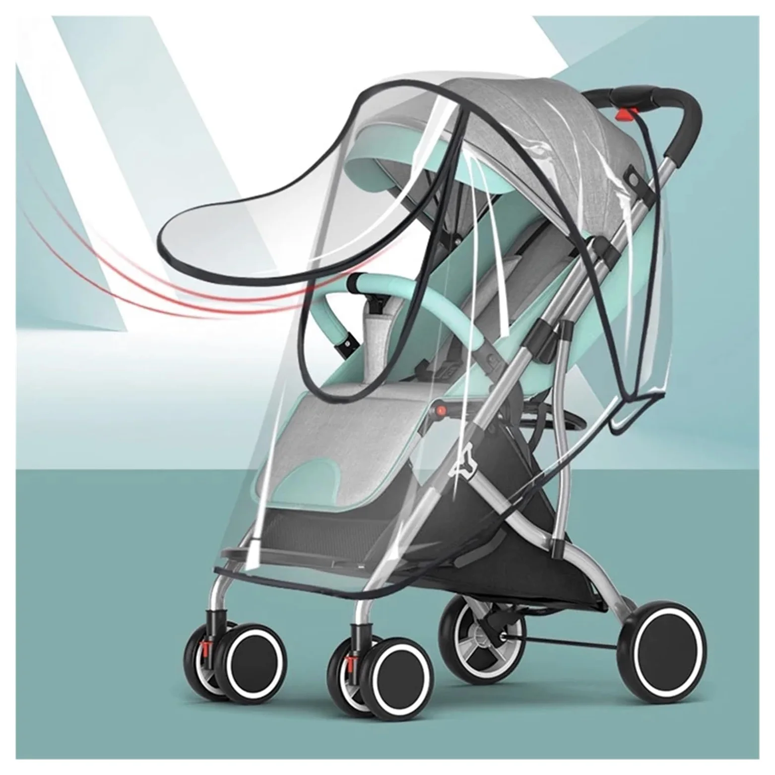 Kinderwagen Regenschutz Universal wasserdichte Kinderwagen Regenschutz Kinderwagen Zubehör Transparent Wind Staub Schild Reißverschluss Öffnen for Kinderwagen Regenmantel(Zipper Eva raincover)
