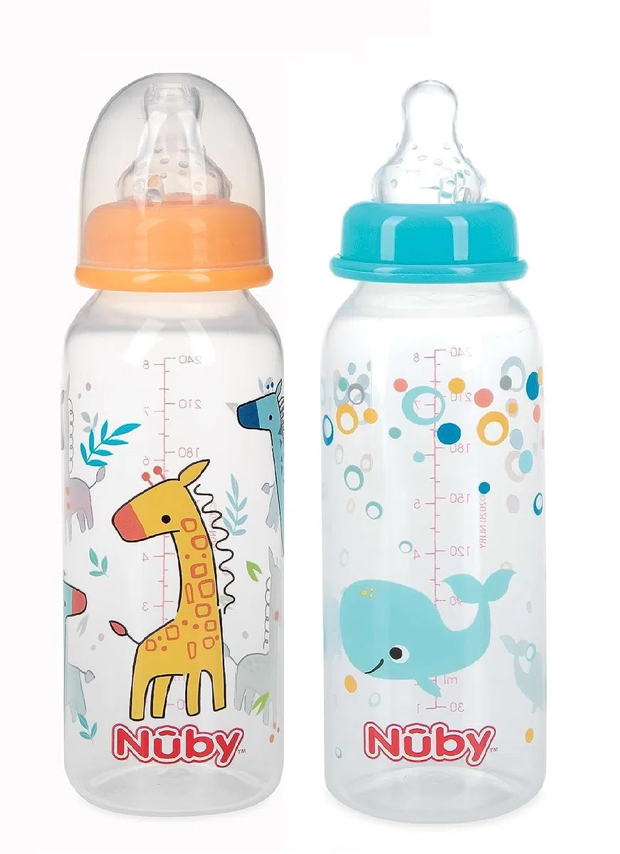Baby Füttern – Nuby – 8oz pack-of-2 bedruckt nicht Tropfende Flasche (1 Set nur) 1167