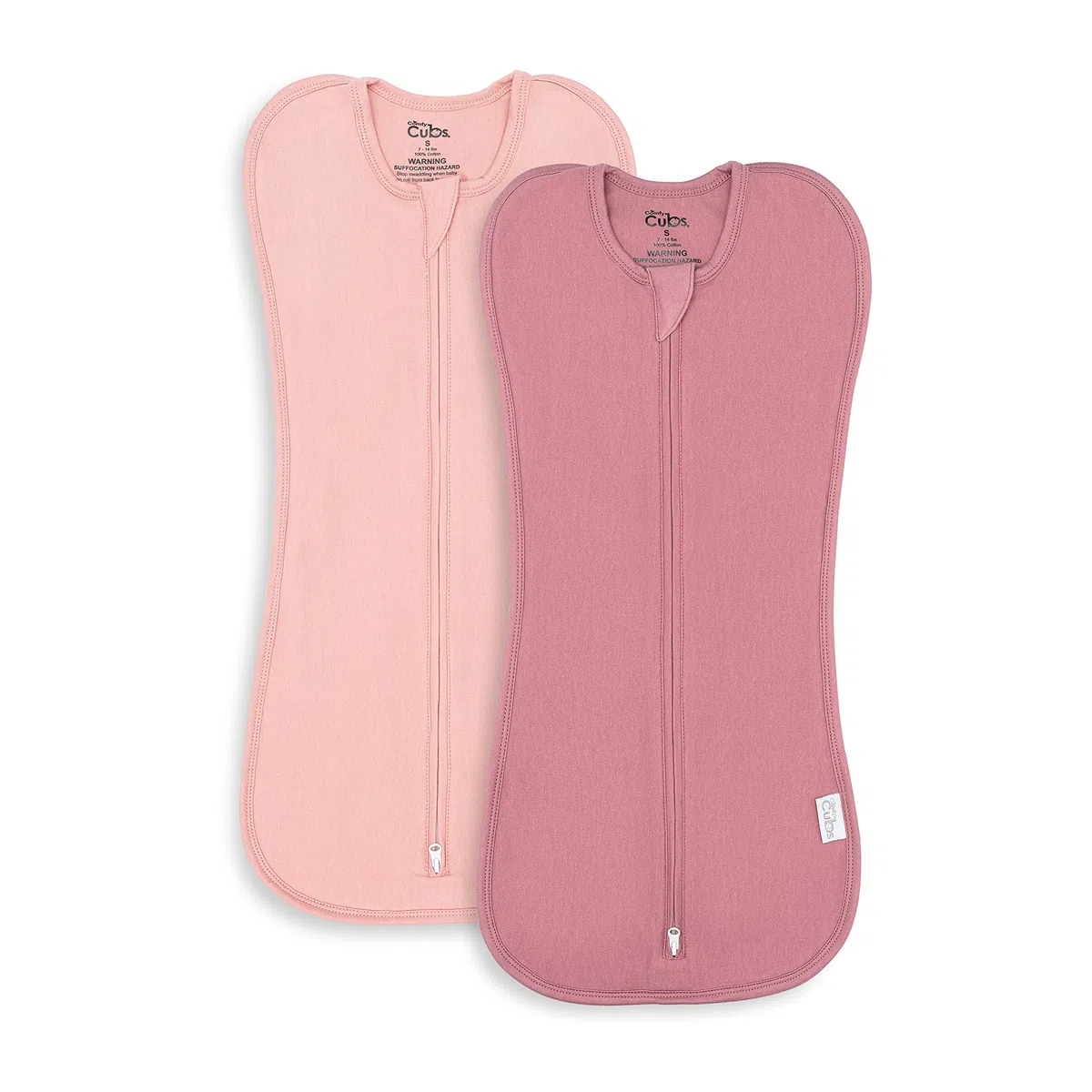 Comfy Cubs Puckdecke für Babys, Mädchen und Jungen, einfacher Reißverschluss, 2er-Pack, Neugeborenen-Schlafsack (Größe L, 3-6 Monate, Blush, Mauve)