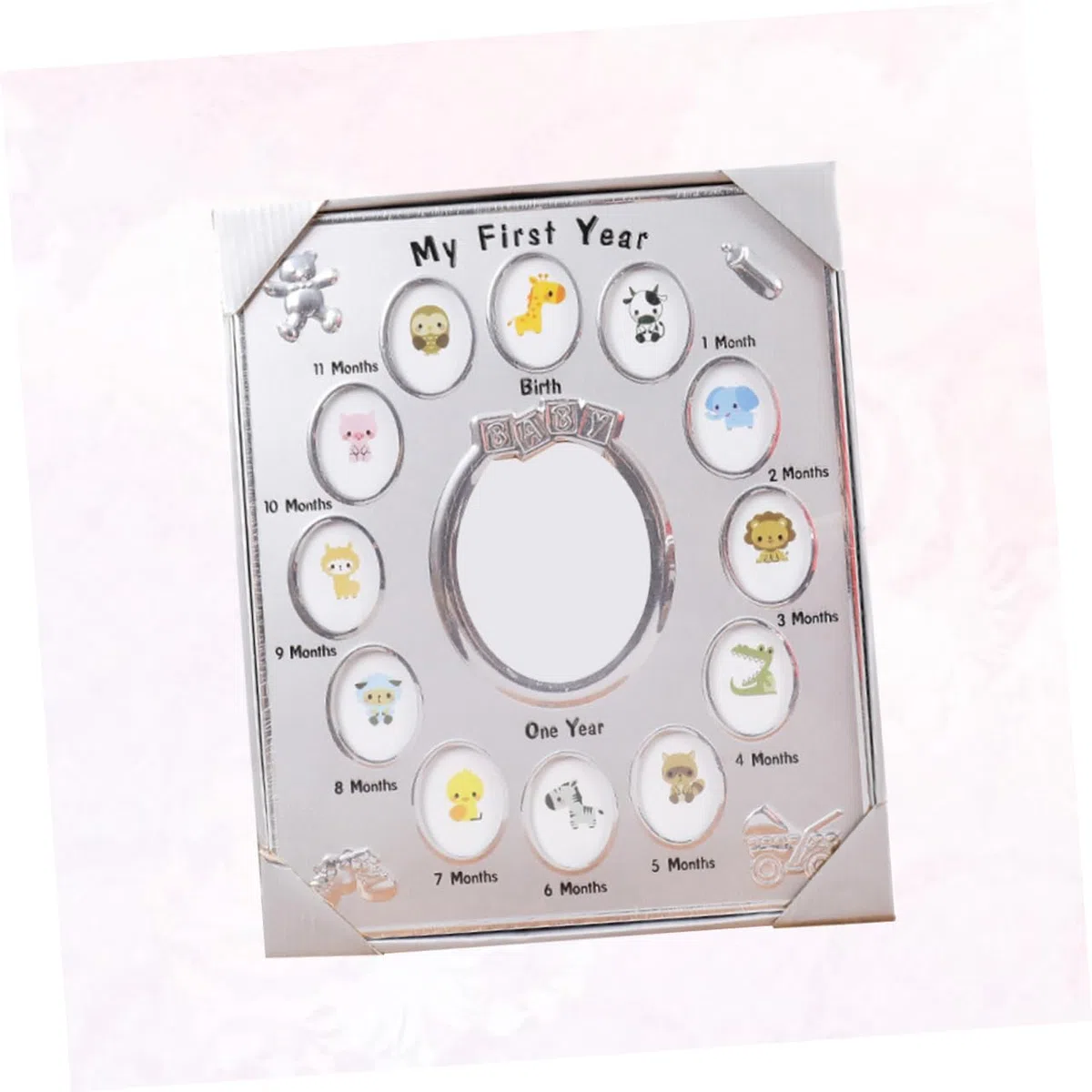 My First Year zum Ersten Geburtstag Bilderrahmen aus Metall für Babys Zufälliger Stil mit Stabilem Stand als Babyfotorahmen für Zuhause und Geschenk