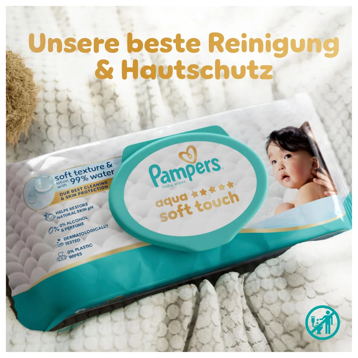 Pampers Premium Protection Größe 2, 248 Windeln, 4kg-8kg, + Pampers Aqua Soft Touch Baby-Feuchttücher, 15 Packungen mit 60 Feuchttüchern 900 Baby-Feuchttücher