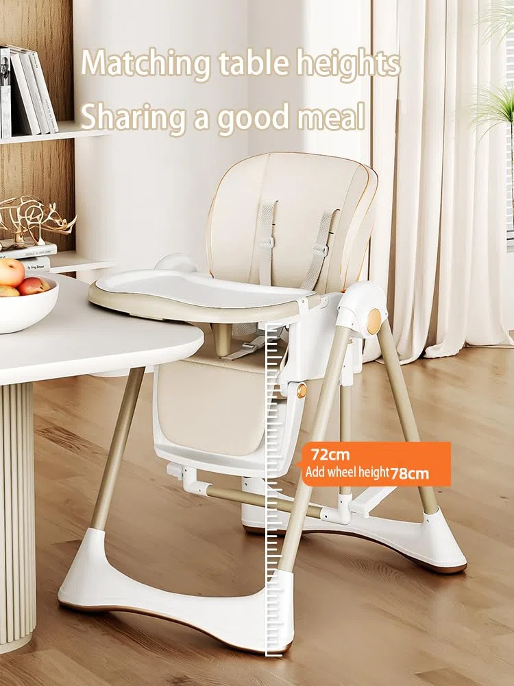 Magic ZC PU-Leder Baby Hochstühle Baby-Hochstuhl Kleinkind-Esszimmerstuhl mit Verstellbaren Höhen und positionen Multifunktional Faltbar Umwandelbar mit Abnehmbaren Doppeltabletts (8121 Khaki)