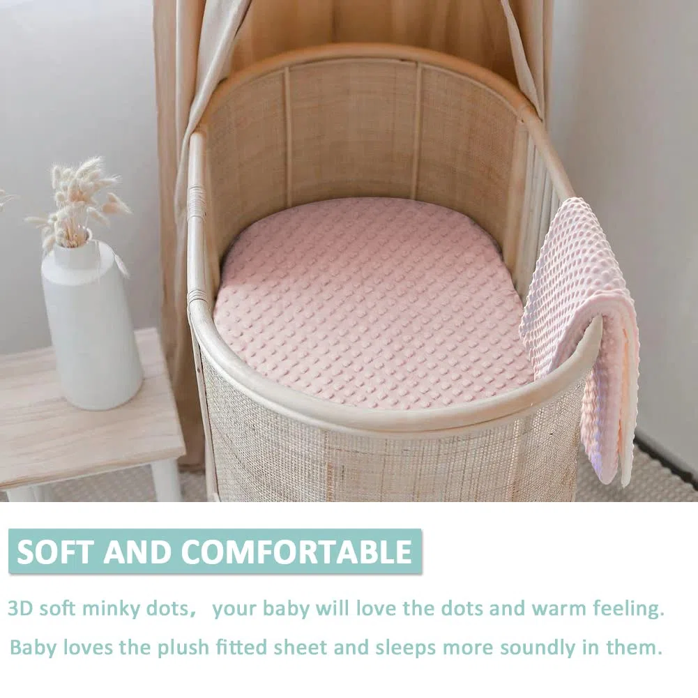 Owlowla Stubenwagen-Spannbetttuch, weich und dehnbar, Minky Babynest Bezug Stubenwagen-Spannbettlaken für Stubenwagen-Pad/Matratze (weiß/klassisch braun)