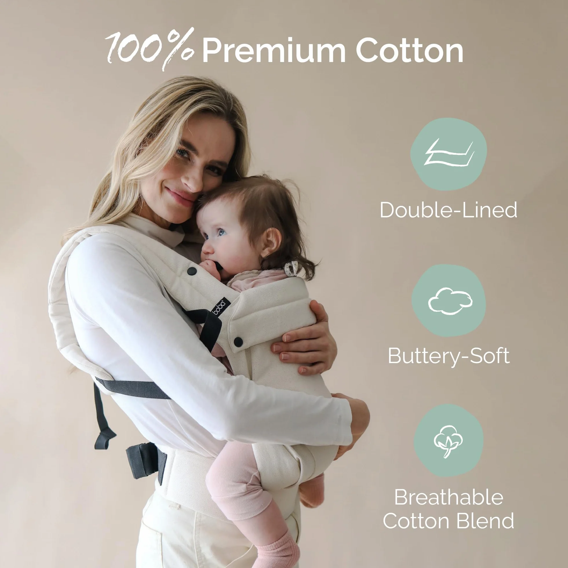 Boba Auri Babytrage Neugeboren bis Kleinkind 100% Baumwolle 3 ergonomische Tragepositionen M-Position verstellbarer Sitz 3,2-20 kg