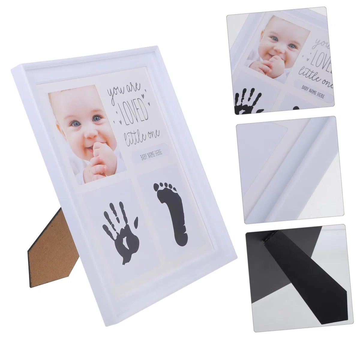 HANABASS 5 Stück Neugeborenen Fotorahmen Andenken Bilderrahmen Weiß Hand und Fußabdruckrahmen Fotohalter für Erste Jahr Erinnerungen Babyzimmer Dekoration