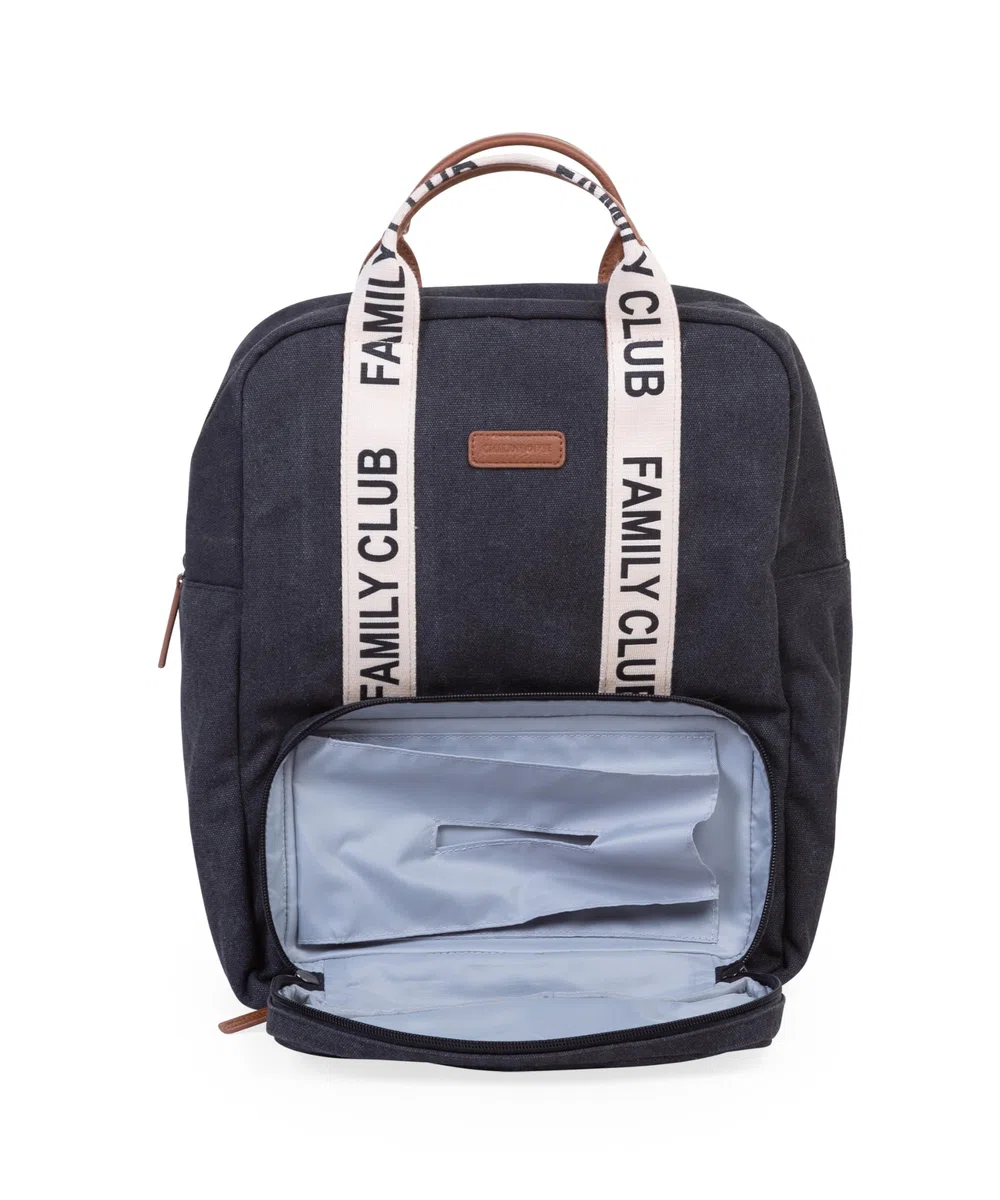 CHILDHOME, Wickelrucksack Family Bag Club, Großes Fassungsvermögen, Multifunktional, 11 Fächer, Isotherm Taschen,Trolley-Koffer Durchgang,Kinderwagenbefestigung,20,5L,Schwarz