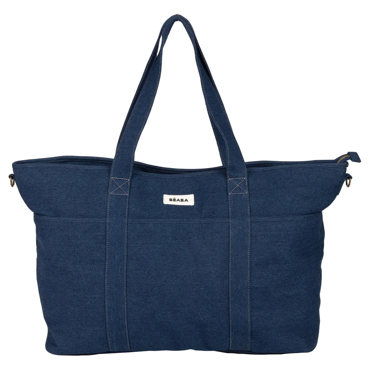 Béaba, Wickeltasche Madrid XXL 44L, großer Tote Bag, Eltern-Wickeltasche mit 11 Fächern, Isoliertasche, integrierte Kinderwagenbefestigung, Wickelunterlage, Denim