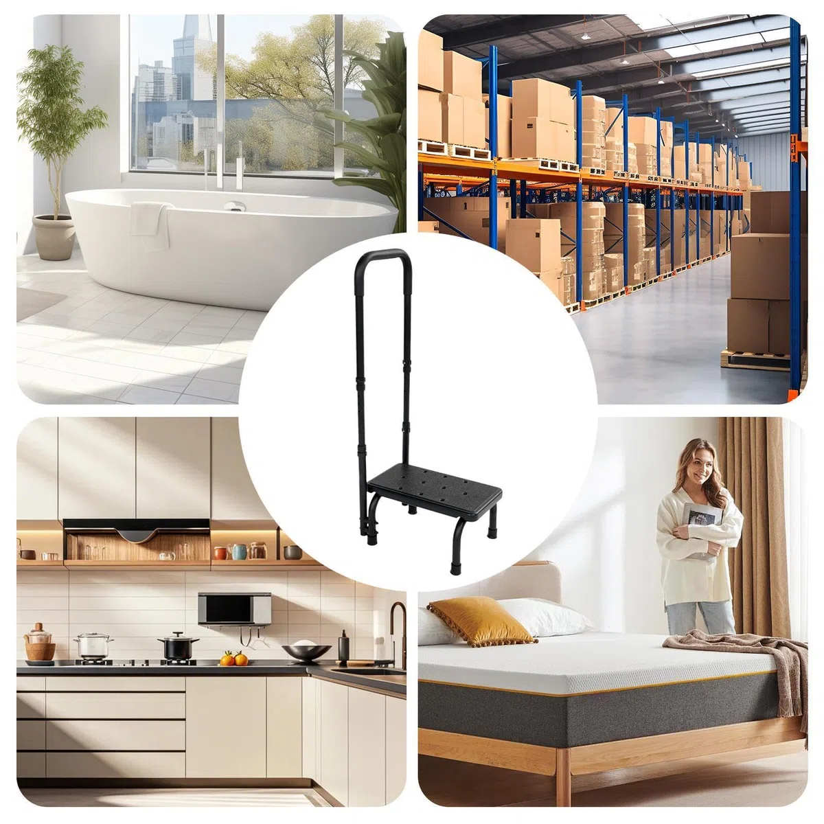 Kinder Trittstufe rutschfest, tragbar, höhenverstellbar | Badeinstiegshilfe für Kinder für Zuhause, Küche, Bad, Schlafzimmer, Garten, Senioren, Schwangere & Kinder