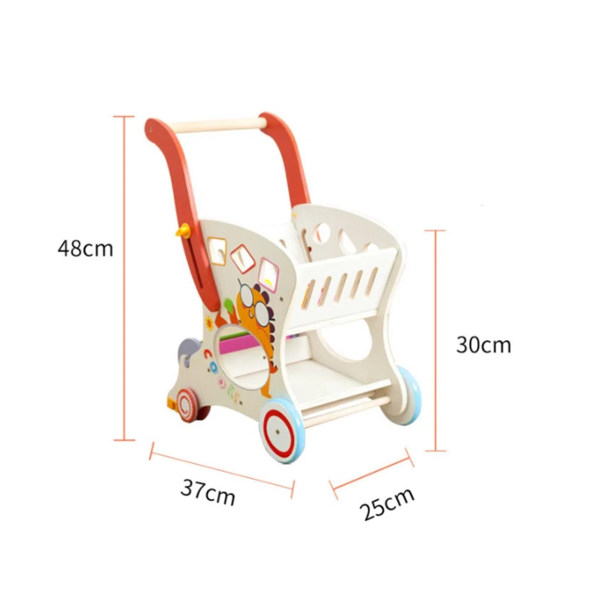 Colcolo Kinder Lauflernwagen Laufhilfe Babywagen Spielwagen Holz Kinderwagen mit Stabilem Rahmen Und Schiebekorb Fördert Frühes Gehen Und Fantasiespiele für Kleinkinder Drinnen Spielzimmer Geschenk