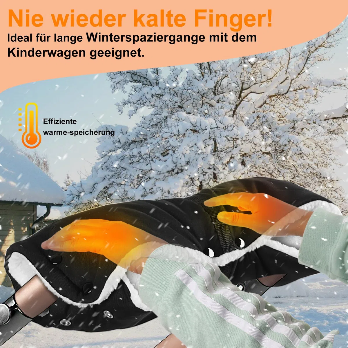 Handwärmer Kinderwagen, OFFOF Kinderwagen Handwärmer mit Fleece Innenseite,Handmuff für Kinderwagen Wasserfest Winddicht,Handschuhe Kinderwagen Universalgröße für Kinderwagen Buggy(Einteiliges Design)