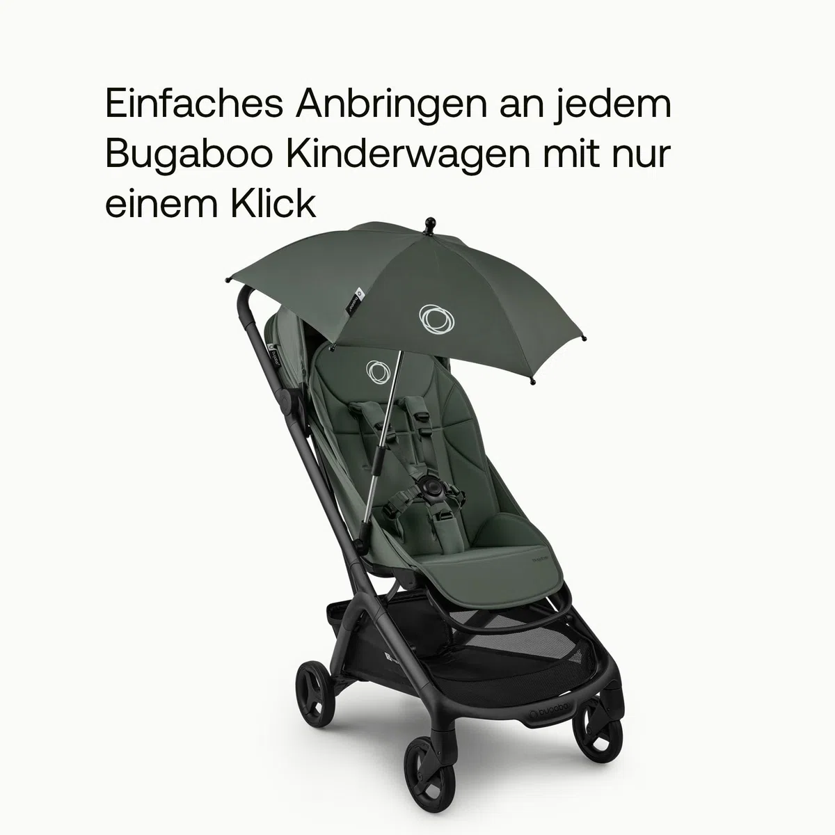 Bugaboo Sonnenschirm+ kompatibel mit Bugaboo Kinderwagen UPF 50+ UV-Schutz große Schattenfläche verstellbar Forest Green