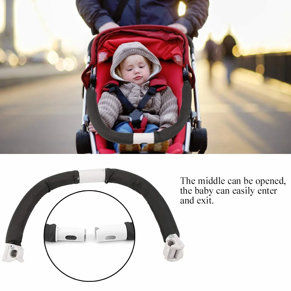 Kinderwagen Sicherheitsbügel, Universal Kinderwagen Bügel Kinderwagen Griff Schutzbügel Ersatz Verstellbarer Kinderwagen Lenkstange Sichere Armlehne, Kinderwagen Zubehör (BLACK)