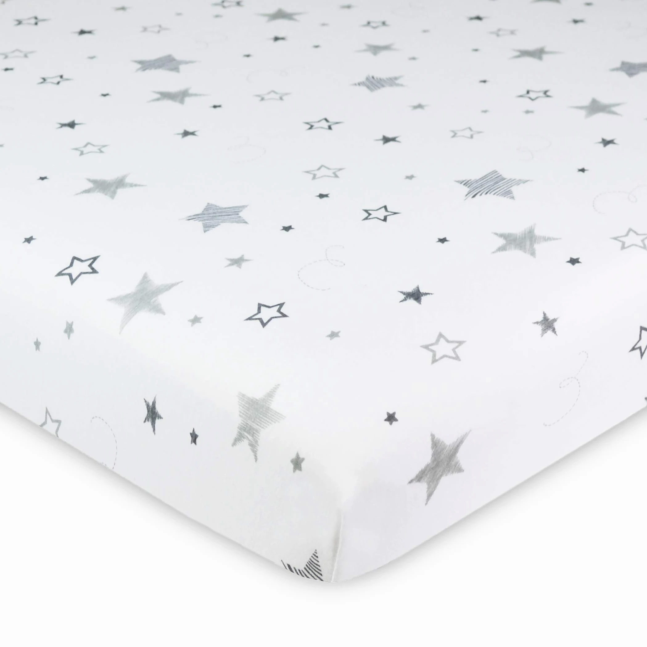 American Baby Company Spannbettlaken für Kinderbett, 61 x 96,5 cm, weich, atmungsaktiv, neutral, 100% Baumwoll-Jersey, tragbar, super Sterne, für Jungen und Mädchen, passend für die meisten Pack N