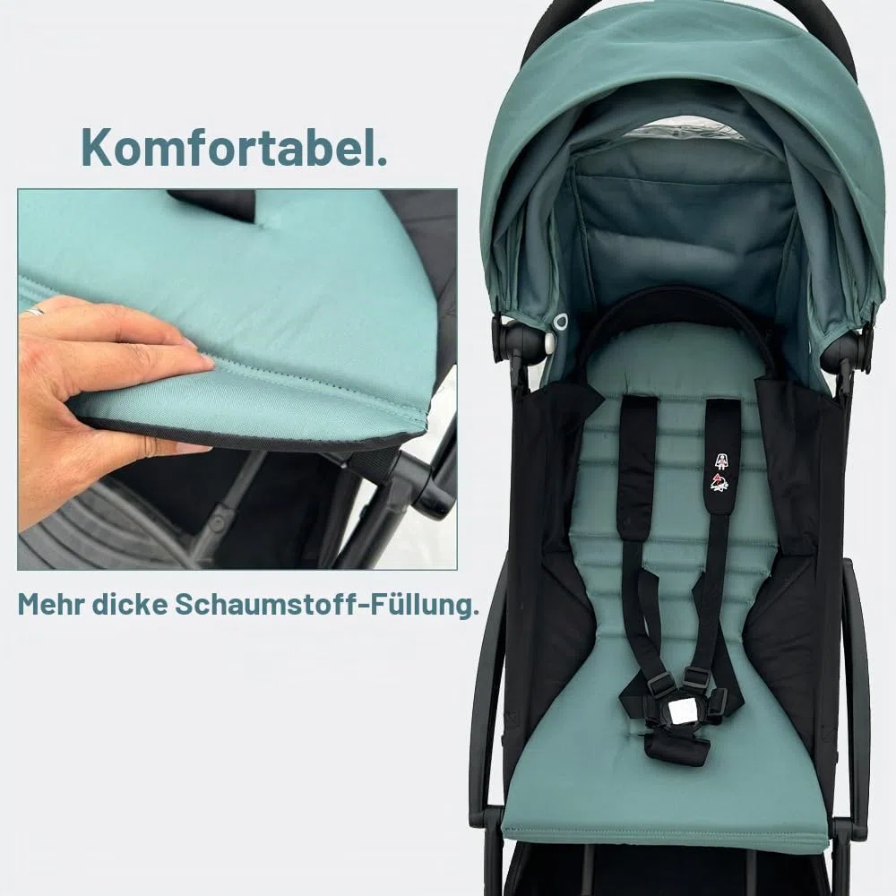 Kinderwagen-Zubehör-Ersatzset, Markisen und die Kissen kompatibel mit YOYO 2 und YOYO+ Kinderwagen, doppellagiger wasserdichter Stoff (Aqua Blue)