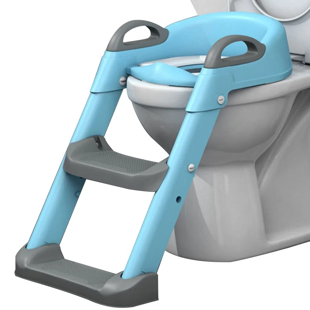 Toilettensitz Mit Treppe Fur Madchen Einstellbar Toilettentrainer Mit Treppe Mit Armlehnen, Faltbar Toiletten-Trainer Mit Spritzschutz, Einfach Zu Montieren Und Zu Reinigen