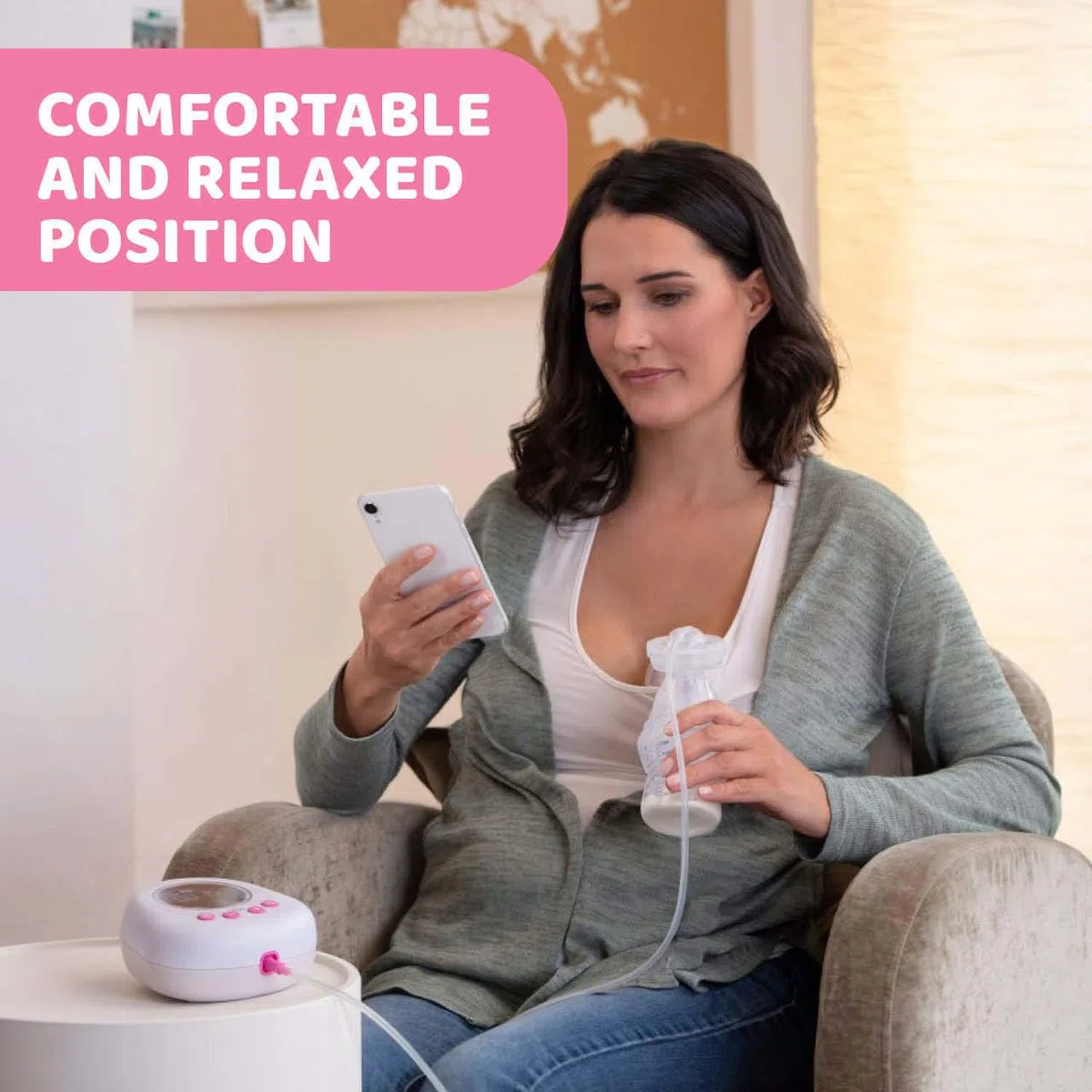 Chicco Elektrische Milchpumpe mit Stimulations- und Extraktionsphasen, 10 Intensitätsstufen, Komfortabel und schnell, ergonomische Form, mit geneigtem Sauger und auslaufsicherem Deckel, Weiß, 150 ml