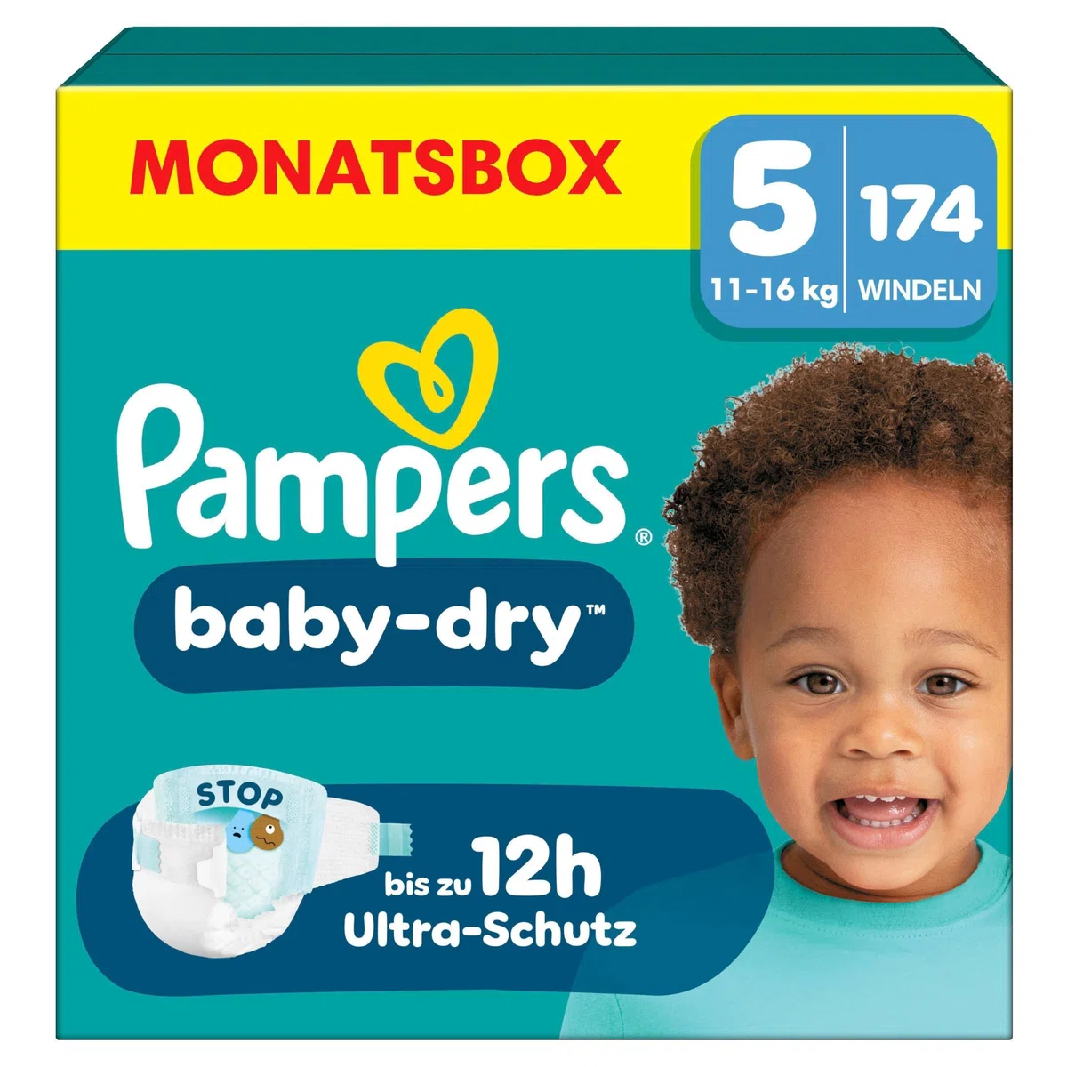 Pampers Baby-Dry Größe 5 Windeln 11kg-16kg 174 Stück Auslaufschutz