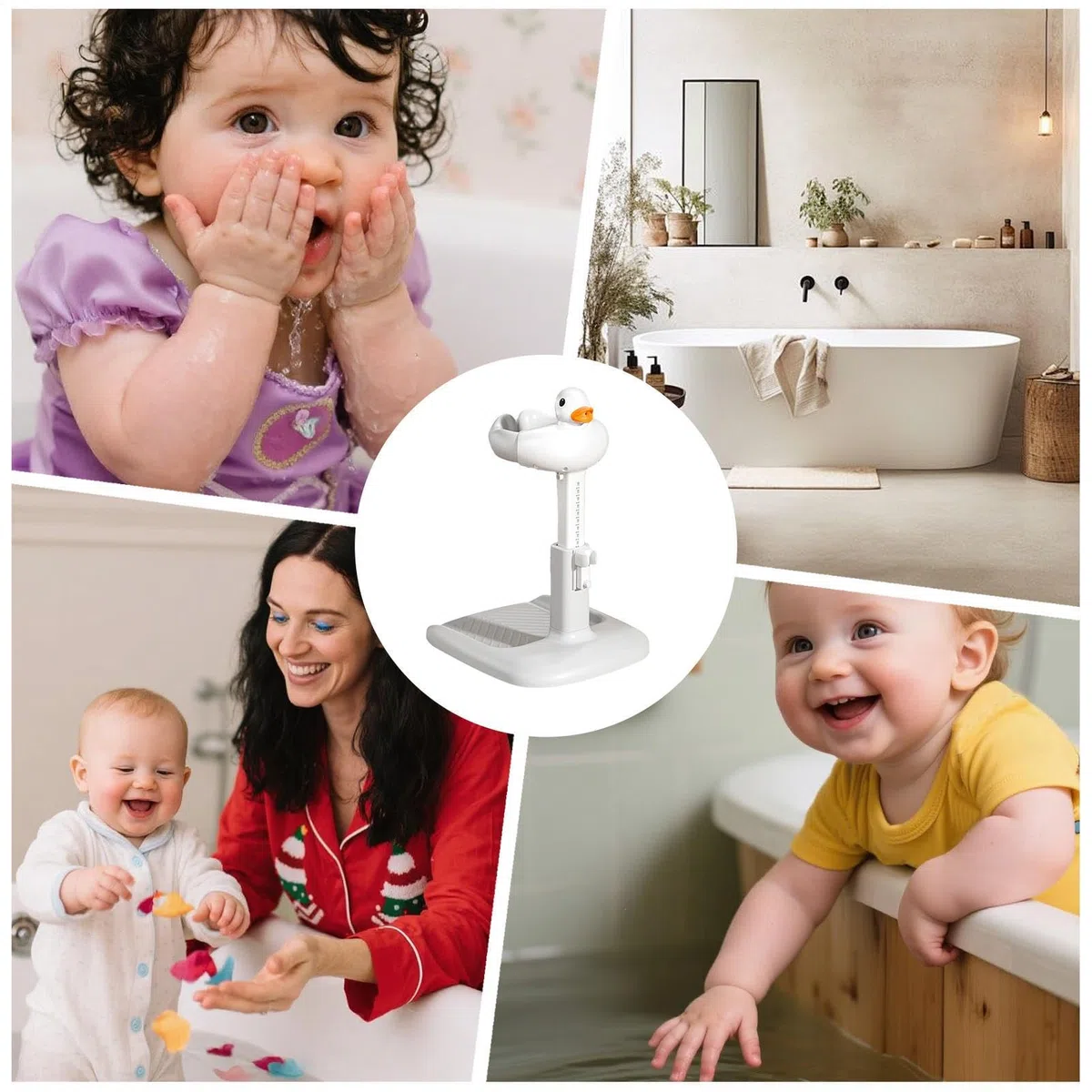 Babypartyständer – höhenverstellbare Badewannenstütze, tragbarer Standbadeständer für Säuglinge und Kleinkinder, rutschfeste Silikonbasis, stabiler ABS-Rahmen, einfaches Aufbewahrungsdesign | Baby-Bad