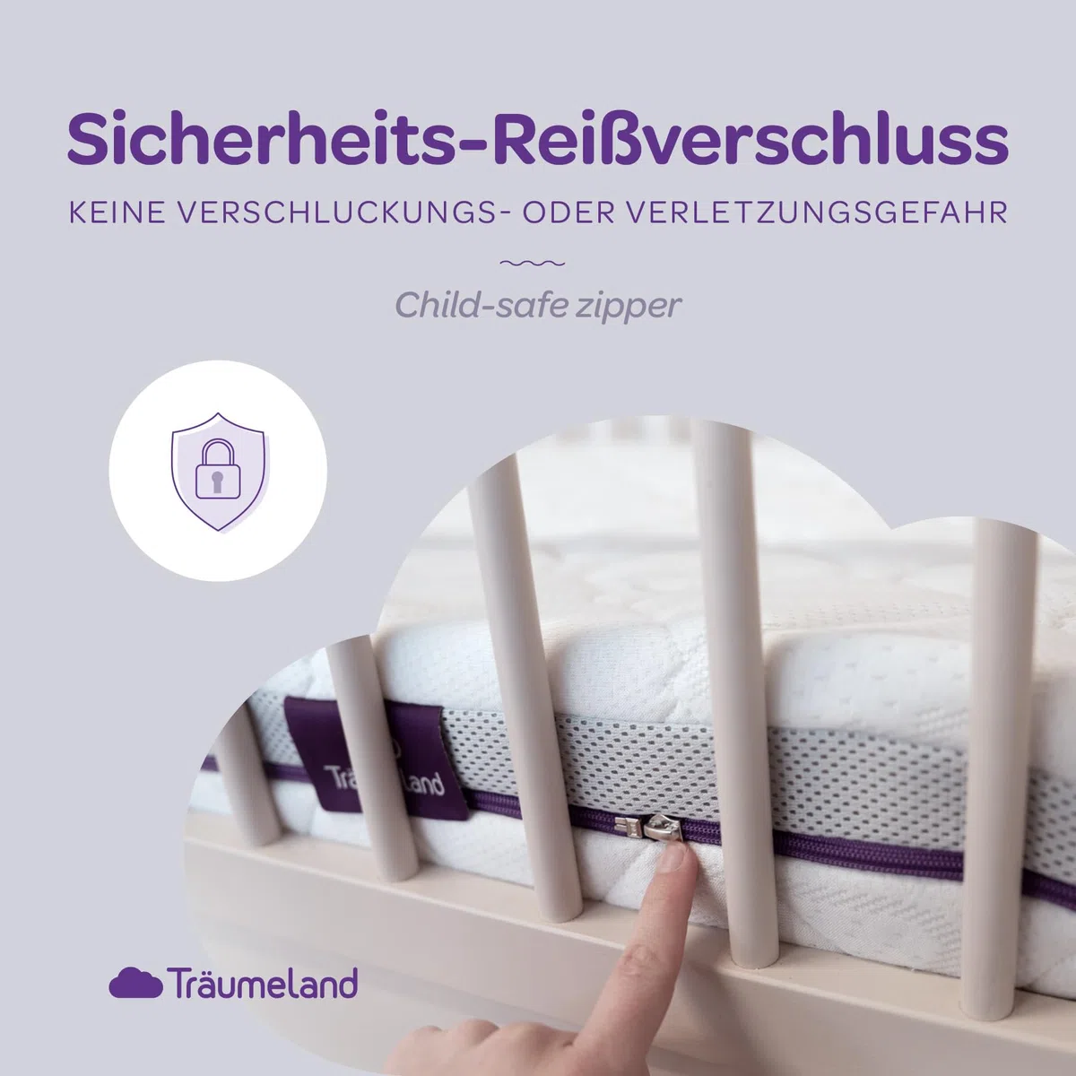 Träumeland T030721 - Matratze für Beistellbett Brise Light 80 x 42 cm, 2 abgerundete Seiten