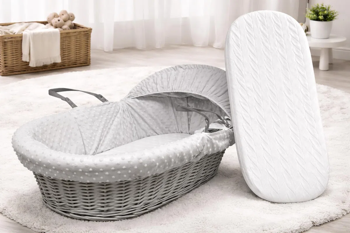 Matratze, Mikrofaser, hypoallergen, 74 x 30 x 4 cm, oval, Babyprodukt