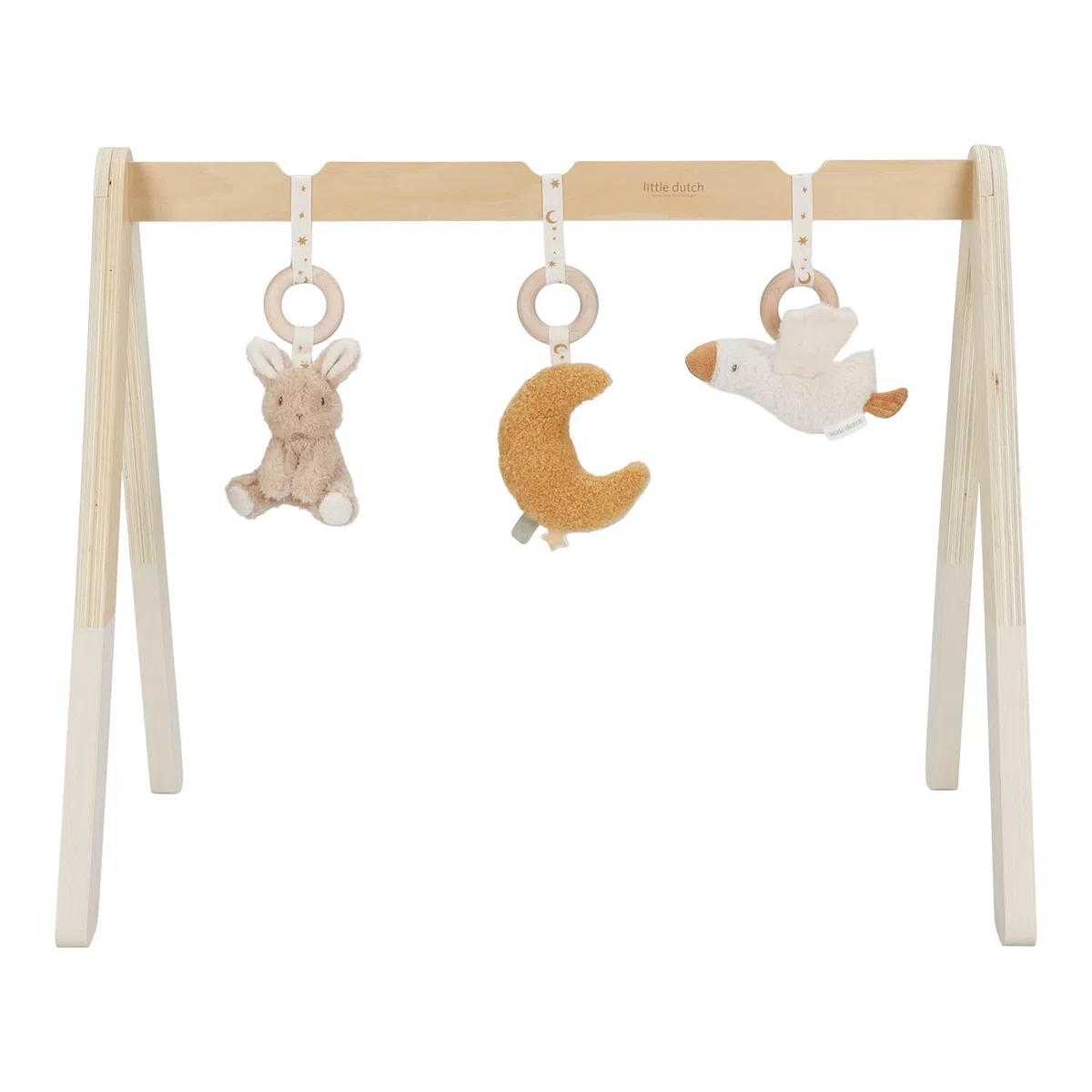 Little Dutch 8410 Holz Baby Gym Spieltrapez Spielbogen Holz inkl. Anhänger - Newborn Naturals