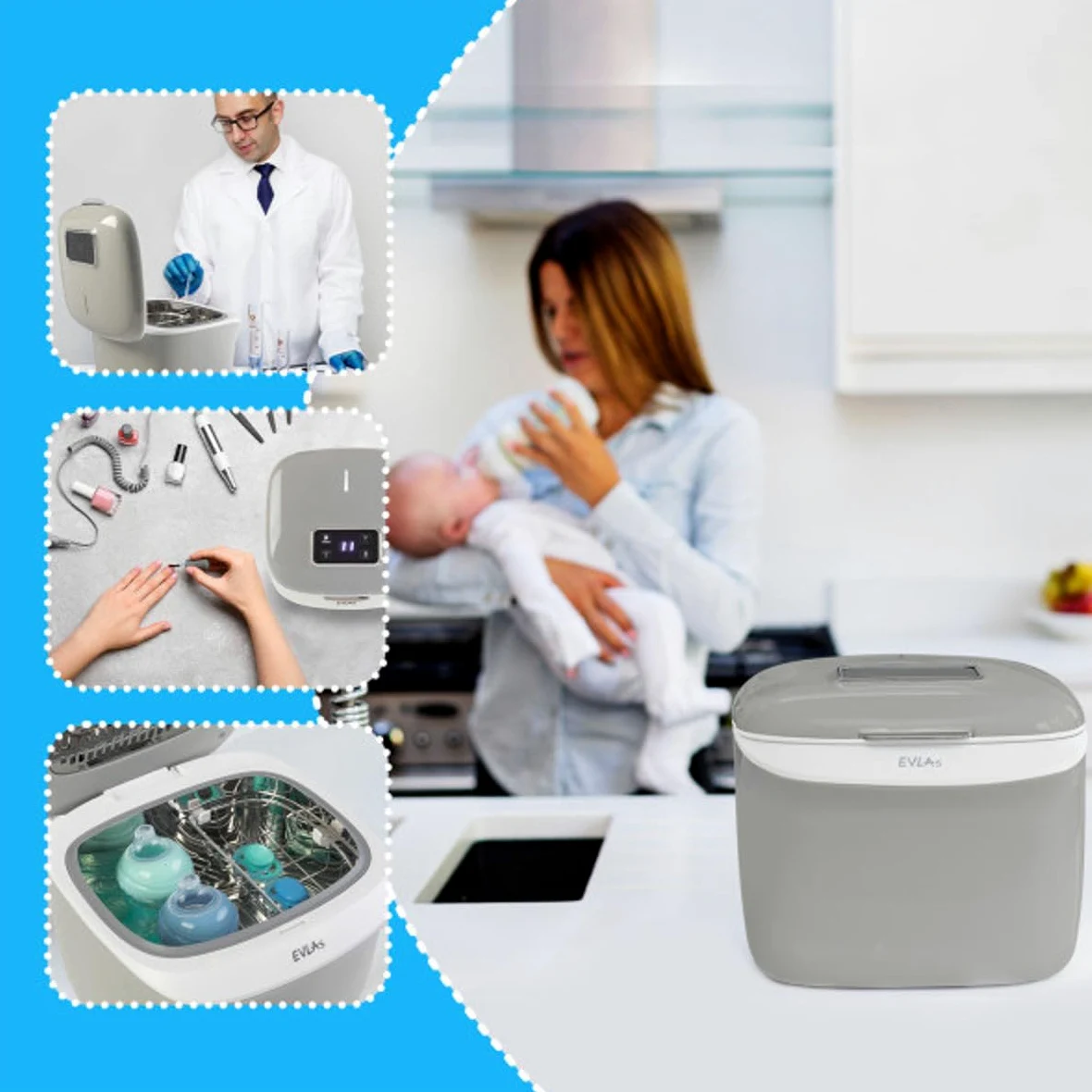 EVLA'S UV-Licht-Sterilisatorbox, Desinfektionsmittel, Trockner, Aufbewahrungsbox, große Kapazität für Babyflaschen, Schnuller, kleines Spielzeug, hilft Viren und Keime zu entfernen, für ein gesundes