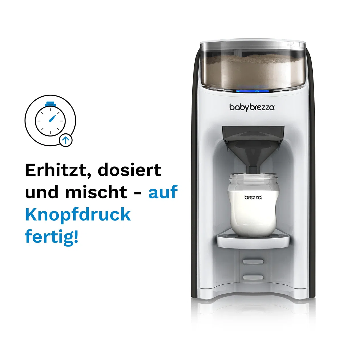 Baby Brezza Formula Pro Advanced Automatischer Flaschenzubereiter | Mischt Milchpulver & Wasser perfekt per Knopfdruck – 3 Temperaturen – Für alle Flaschen & Pulver – BPA-frei – Weiß/Schwarz