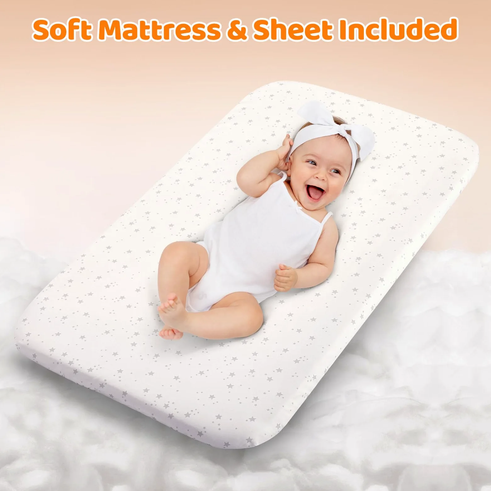 Ezebaby Beistellbett, 3 in 1 Babybett Babywiege für Neugeborene, Schaukelbettchen für Zuhause und Unterwegs mit Rädern Verstellbare 7 Höhen (Holzmaserung)