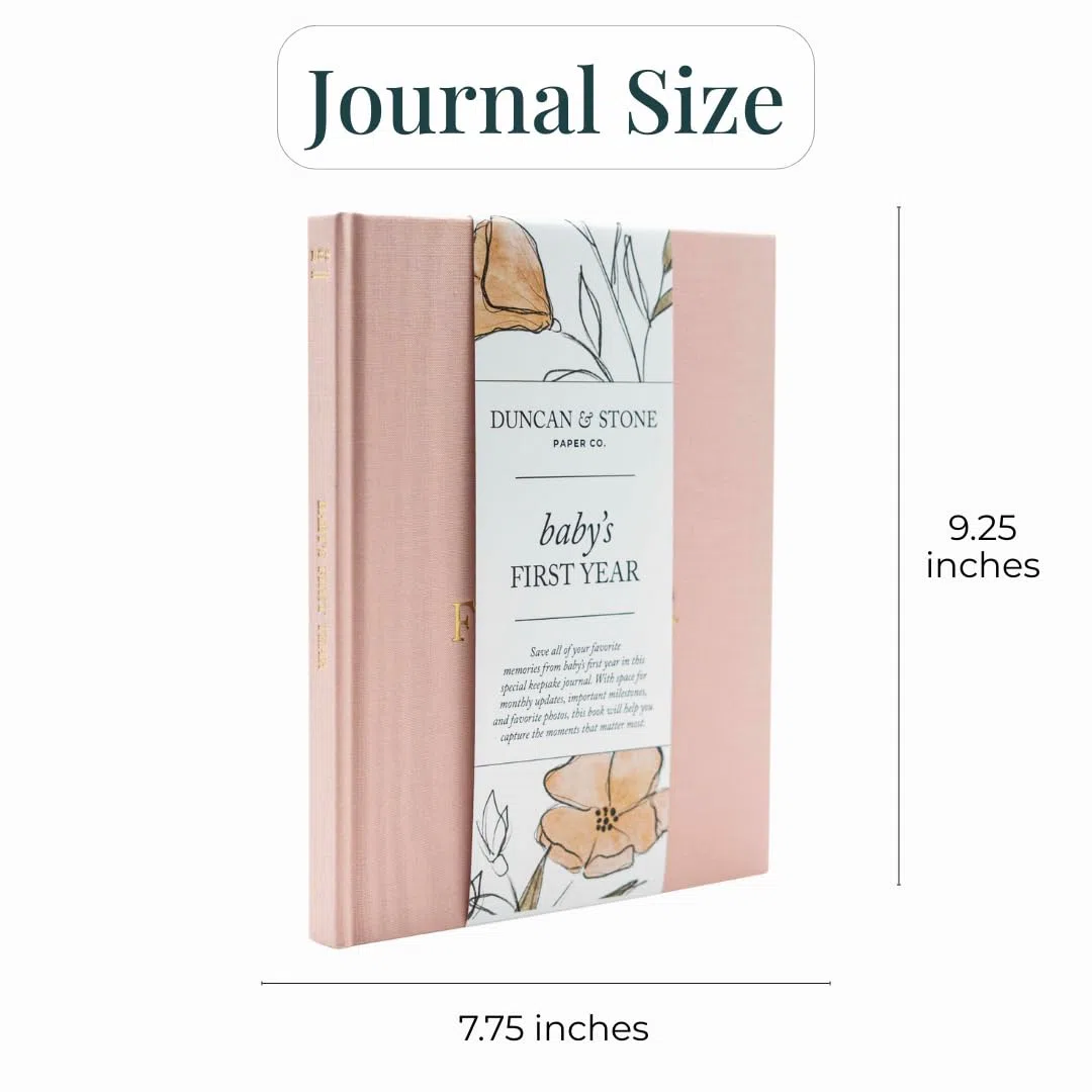 Baby Erinnerungsbuch & Fotoalbum von Duncan & Stone - Dusty Rose | Baby Geschenk für neue Mutter | Meilenstein-Sammelalbum für werdende Mutter | Erstes Jahr Tagebuch für Geburt