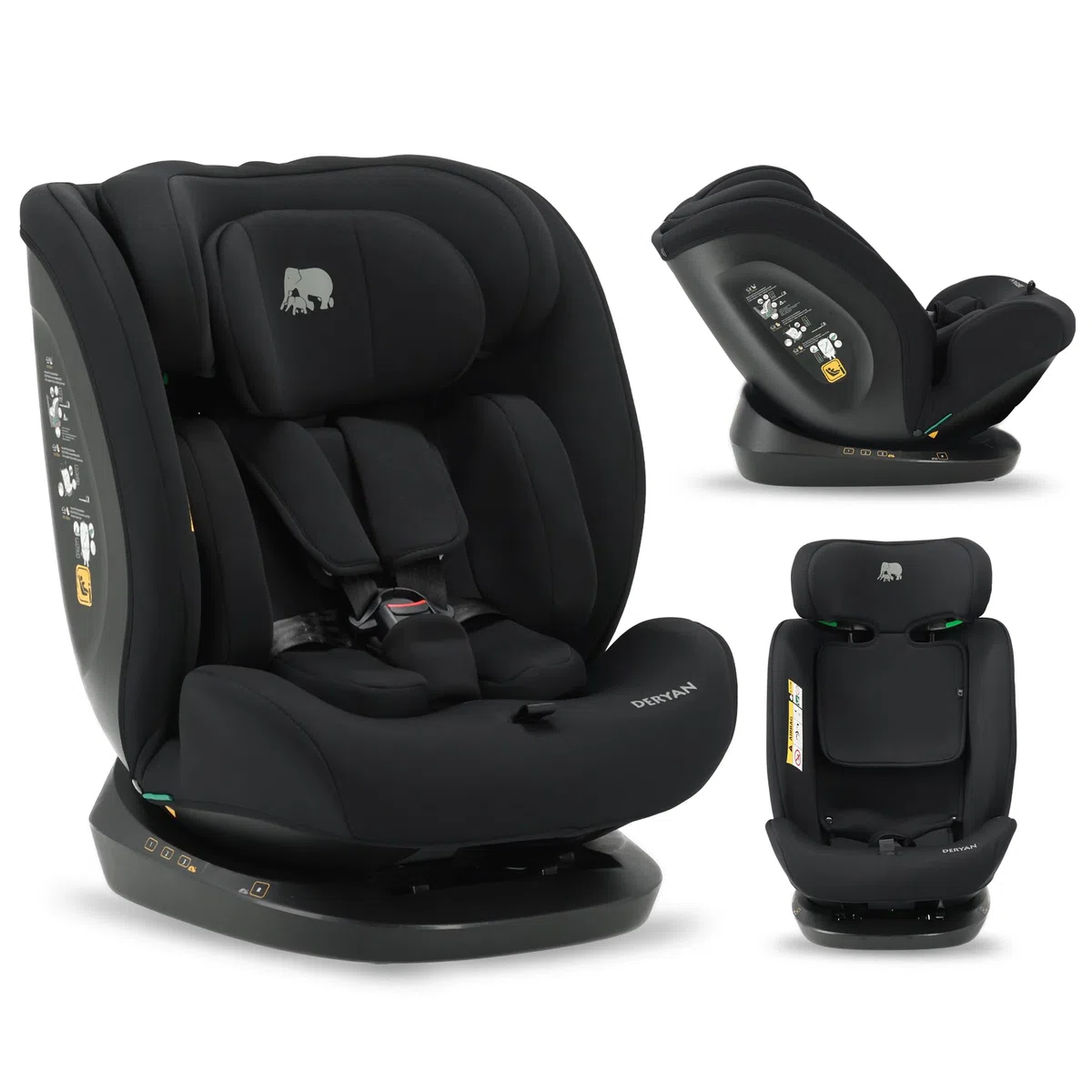 Deryan Clyde i-Size Kindersitz 40–150 cm Gruppe 0+/1/2/3 Autokindersitz mit Gurtbefestigung Seitenaufprallschutz Schwarz