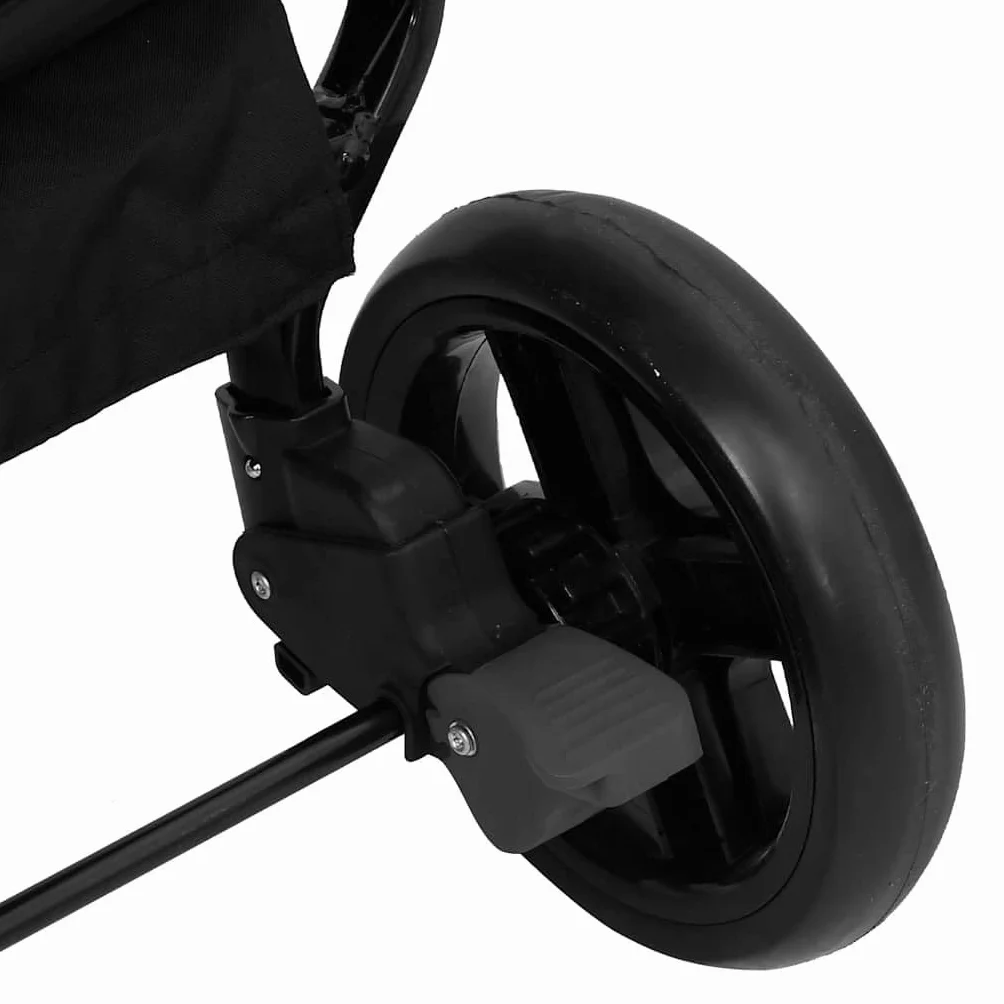 vidaXL Geschwisterwagen Klappbar Zwillingswagen Kinderwagen Baby Kinder Buggy Zwillingsbuggy Kinderbuggy Reisebuggy Dunkelgrau Schwarz Stahl