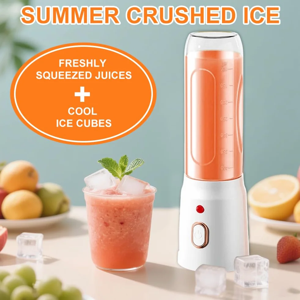 Tragbarer Mixer Smoothie Maker to go, 500ml Portable Blender Mixer mit 10-Klingen, Tragbarer saftmixer mit Mini Beikostbecher mit deckel USB Wiederaufladbarer für Saft Shake Smoothie und Babynahrung