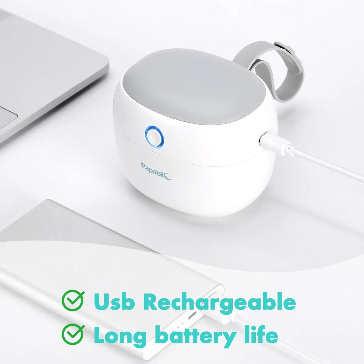 Papablic Tragbares UV-Licht-Desinfektionsmittel, Mini-UV-C-Desinfektionsbox für Schnuller und mehr, 99,99% Desinfektion in 59 Sekunden, wiederaufladbar über USB