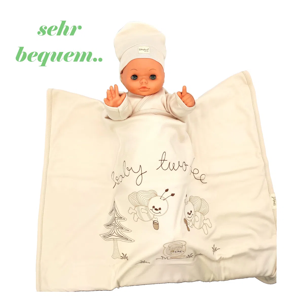 Blue Eyes Neugeborenen Baby Set 100% natürliche Baumwolle Erstausstattung Erstlingsausstattung Ausstattung Unisex Kleidung Geschenkset Badetuch mit 14 Teilig für Babys 0-4 Monate, mit Geschenketiket