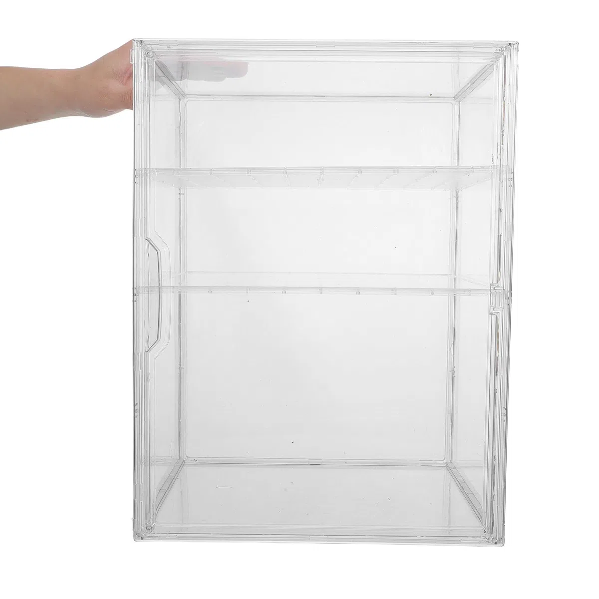 SOLUSTRE Babyflaschen Aufbewahrungsbox aus Acryl mit 3 Etagen Verstellbarem Fach und Magnetischer Tür für Flexible Lagerung und Bessere Hygiene in Küche und Bad