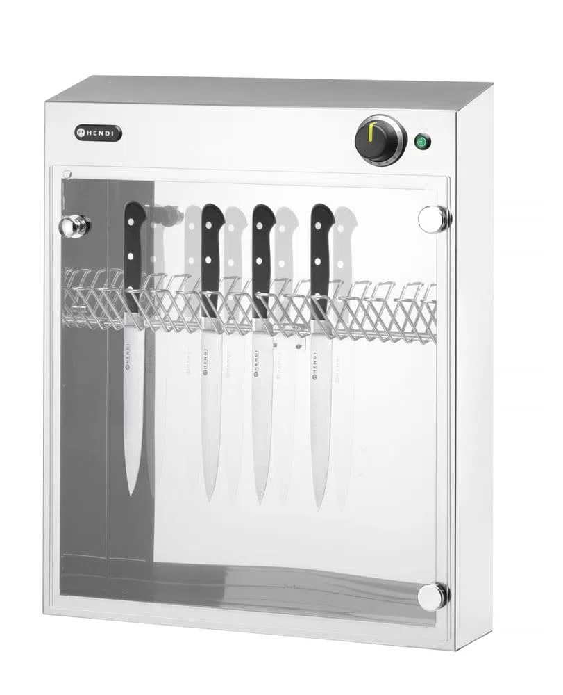 HENDI UV Sterilisator, UV-Licht Sterilisator, kapazität für 14 Messer, für Sterilisieren von Messern, 230V, 25W, 510x160(H) x610mm, Plexiglas (PMMA), Edelstahl