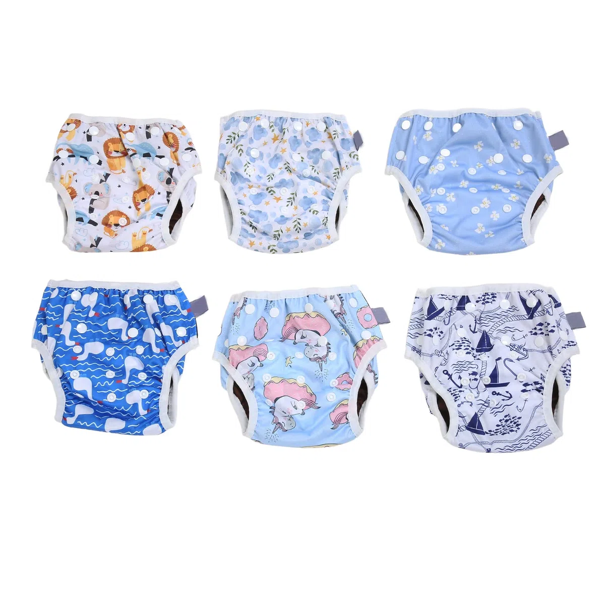 6 Stück Baby-Schwimmwindeln, atmungsaktiv, waschbar, wiederverwendbar, wasserdicht, für Kleinkinder, Netztaschen-Stoffwindeln