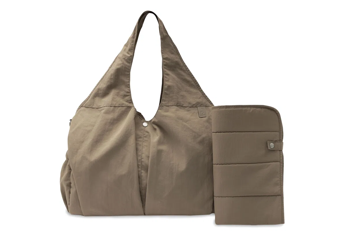 Jollein Wickeltasche Urban – Earthy – Moderne Wickeltasche im Naturton – Wasserabweisend & Pflegeleicht – Mit Schultergurt & Wickelunterlage – 40x20x25cm
