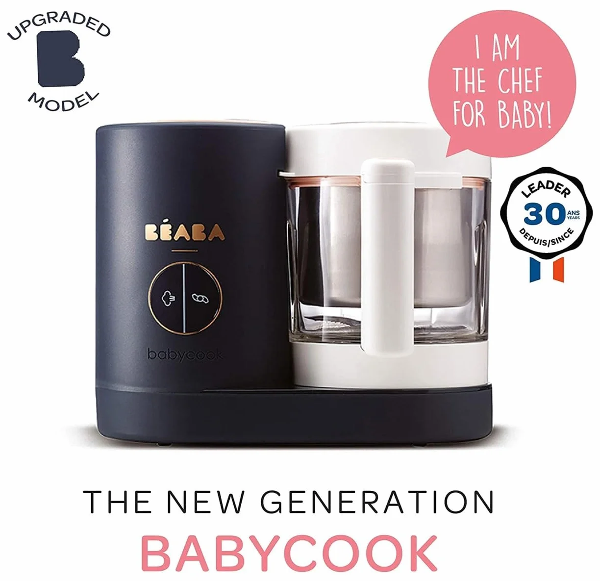 Béaba Babycook Neo 4 in 1 Baby Food Maker Glasschale Edelstahl Nachtblau