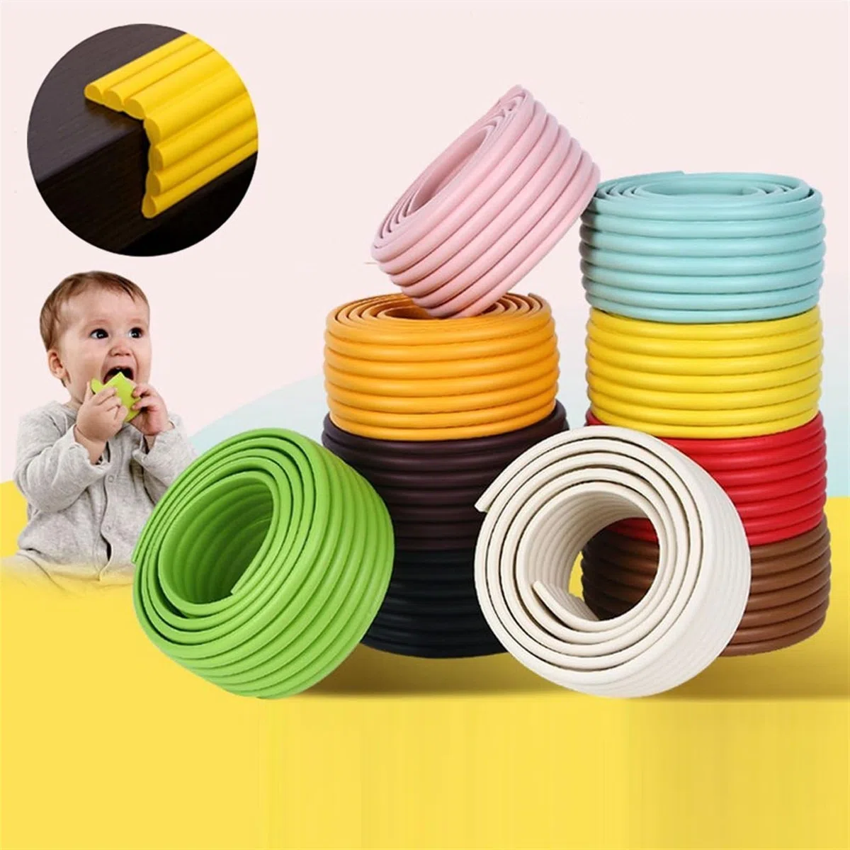Eckenschutz für Tische, Kindersicherheit, 2 Meter Schutzstreifen, Schreibtischschutz, Möbelschaumstoffschutz