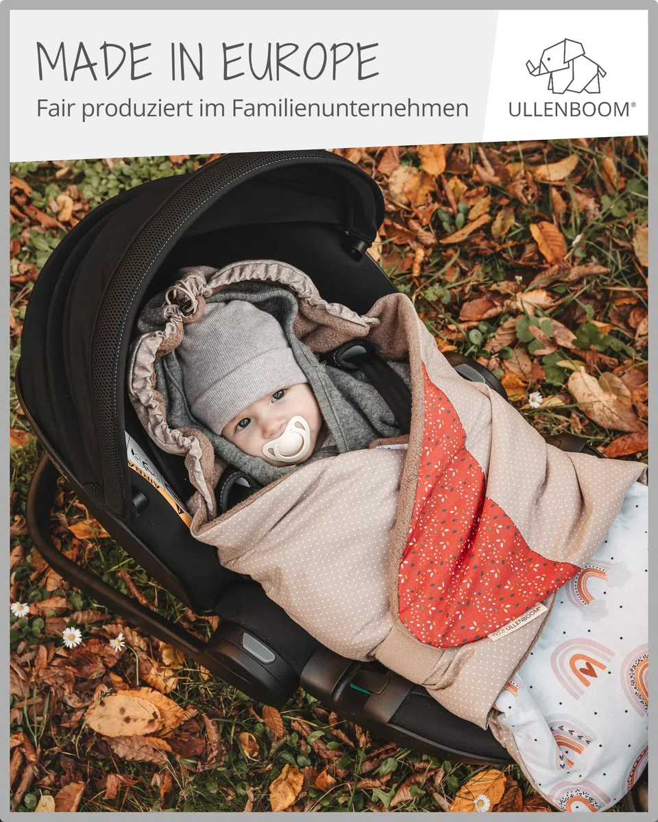ULLENBOOM Babydecke Einschlagdecke Babyschale 100% Oeko-TEX Regenbogen Made in EU